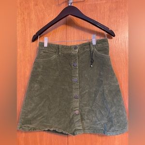 Olive green corduroy skirt